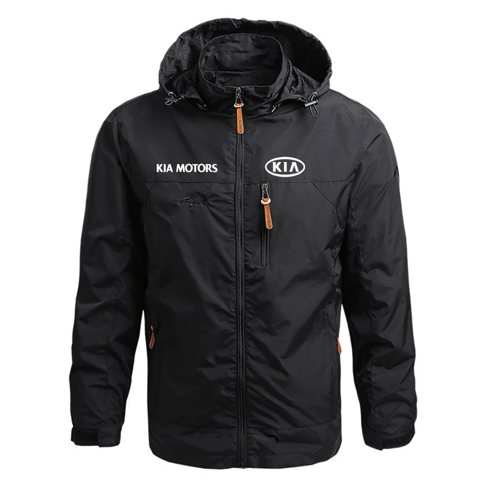 

Mens Kia Motors logo Fashion England Style Comfortable Printing Zipper Movement Fitness Windproof Style Jackets coat