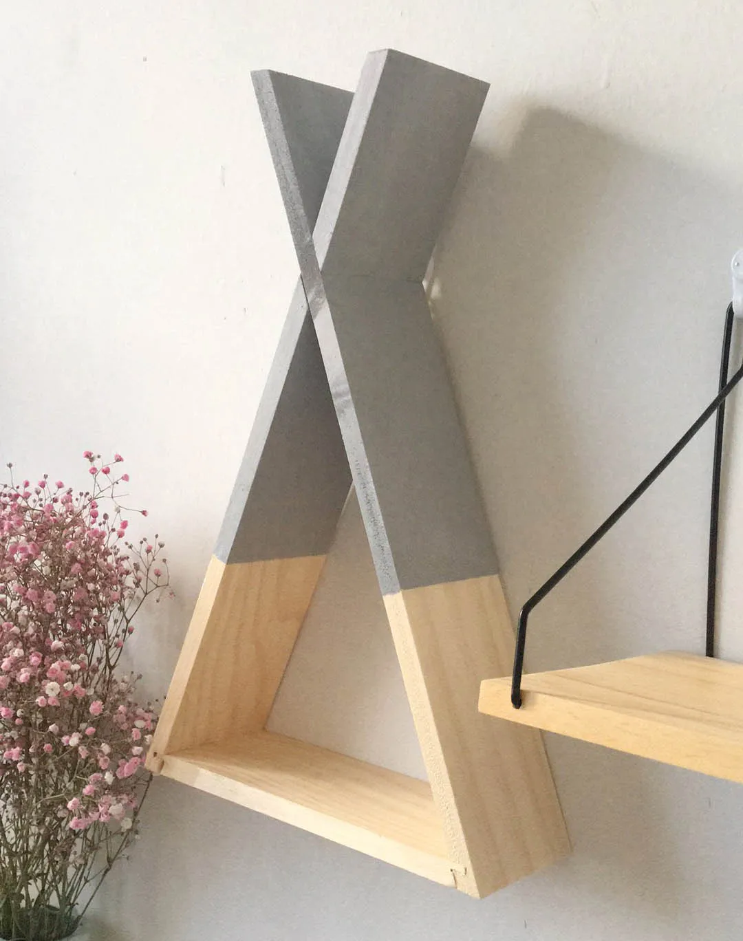 Grey big 55cmx33cm Скандинавский детский деревянный X подвесной стеллаж для хранения для детской комнаты декор нужно собрать самостоятельно Детская комната Декор деревянная настенная полка, вешалка - Цвет: Grey big 55cmx33cm