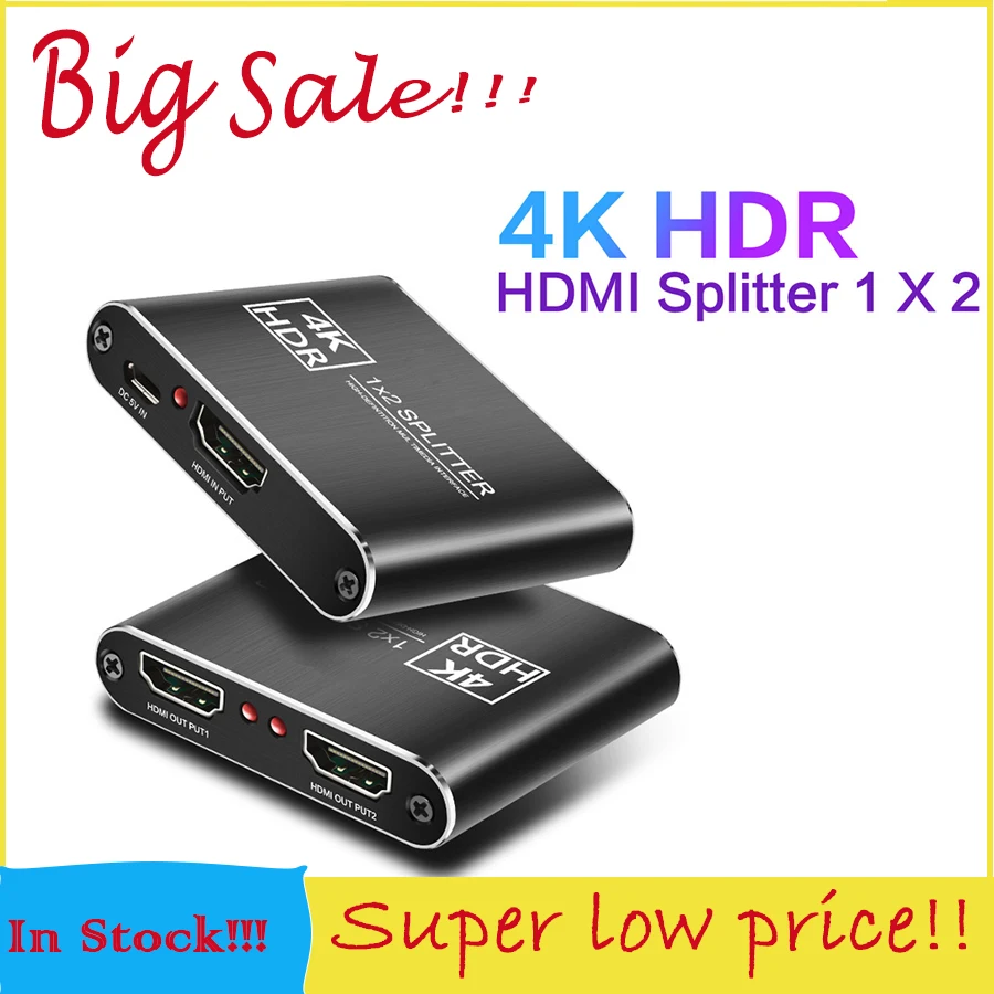 

HDMI Splitter 1 in 2 Out Supports 4K 30Hz Full HD 1080P 3D for Xbox PS4 PS3 Nintendo Fire Stick Roku Blu-Ray Player HDTV