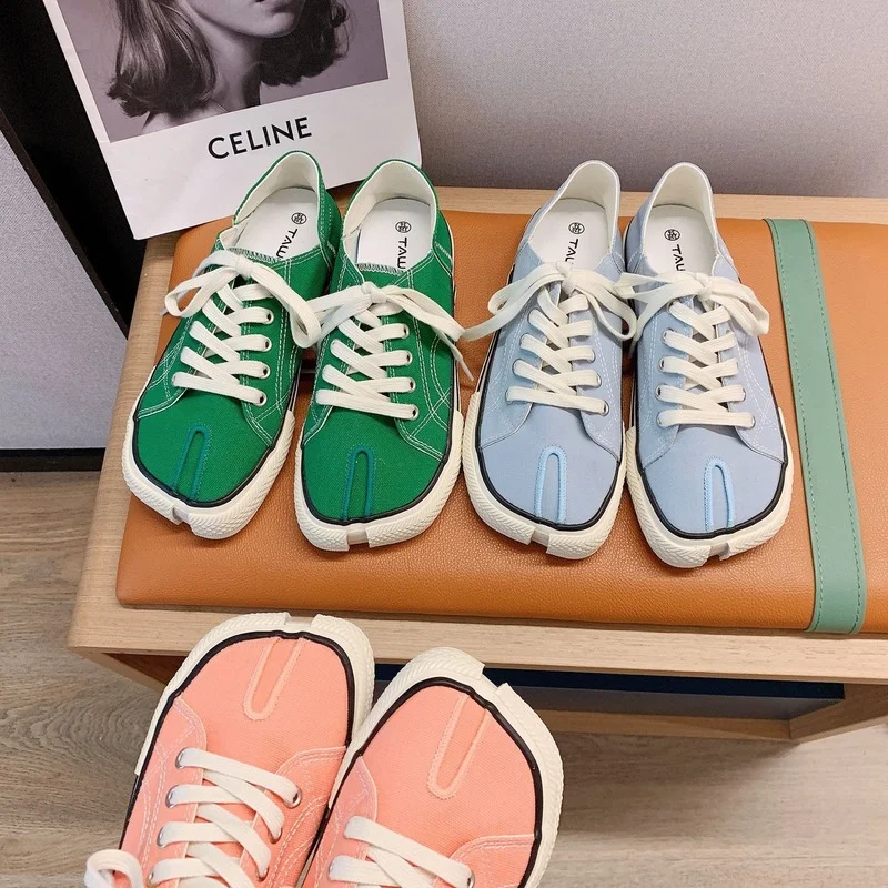 

Korean Canvas Shoes Women Fashion Sneakers Shoes 2021 New Casual Two-wear Lace-up Breathable Flat Shoes Woman Sneakers Fabric