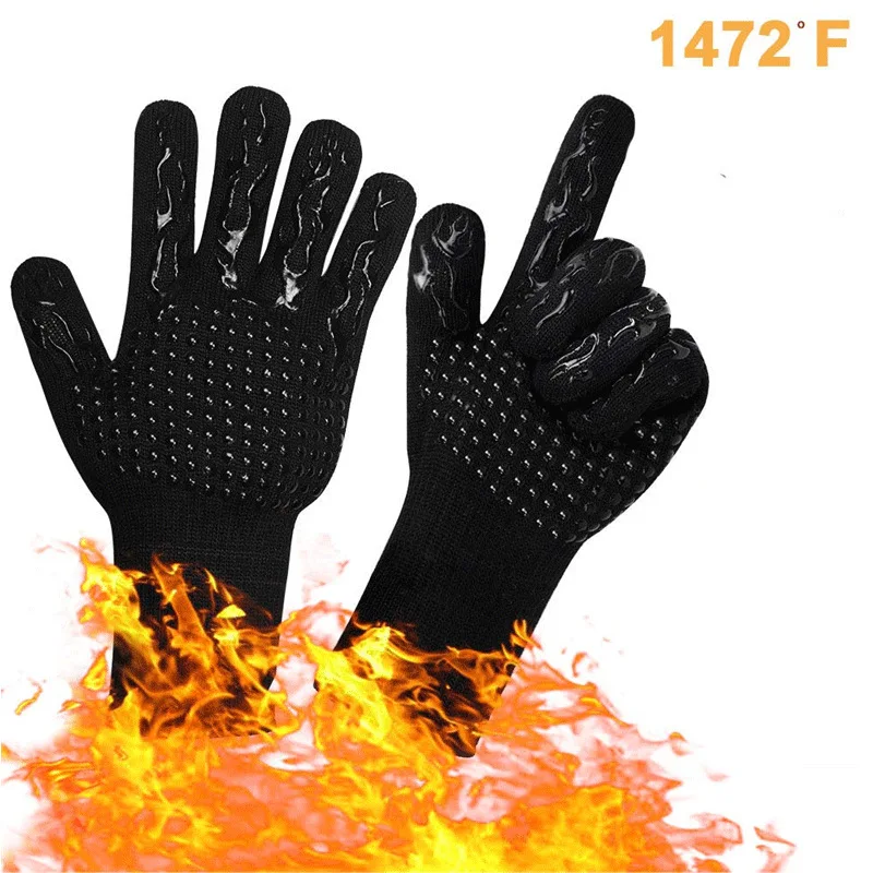 

1pair BBQ Gloves High Temperature Resistance Oven Mitts 500 800 Degrees Fireproof Barbecue Heat Insulation Microwave Oven Gloves