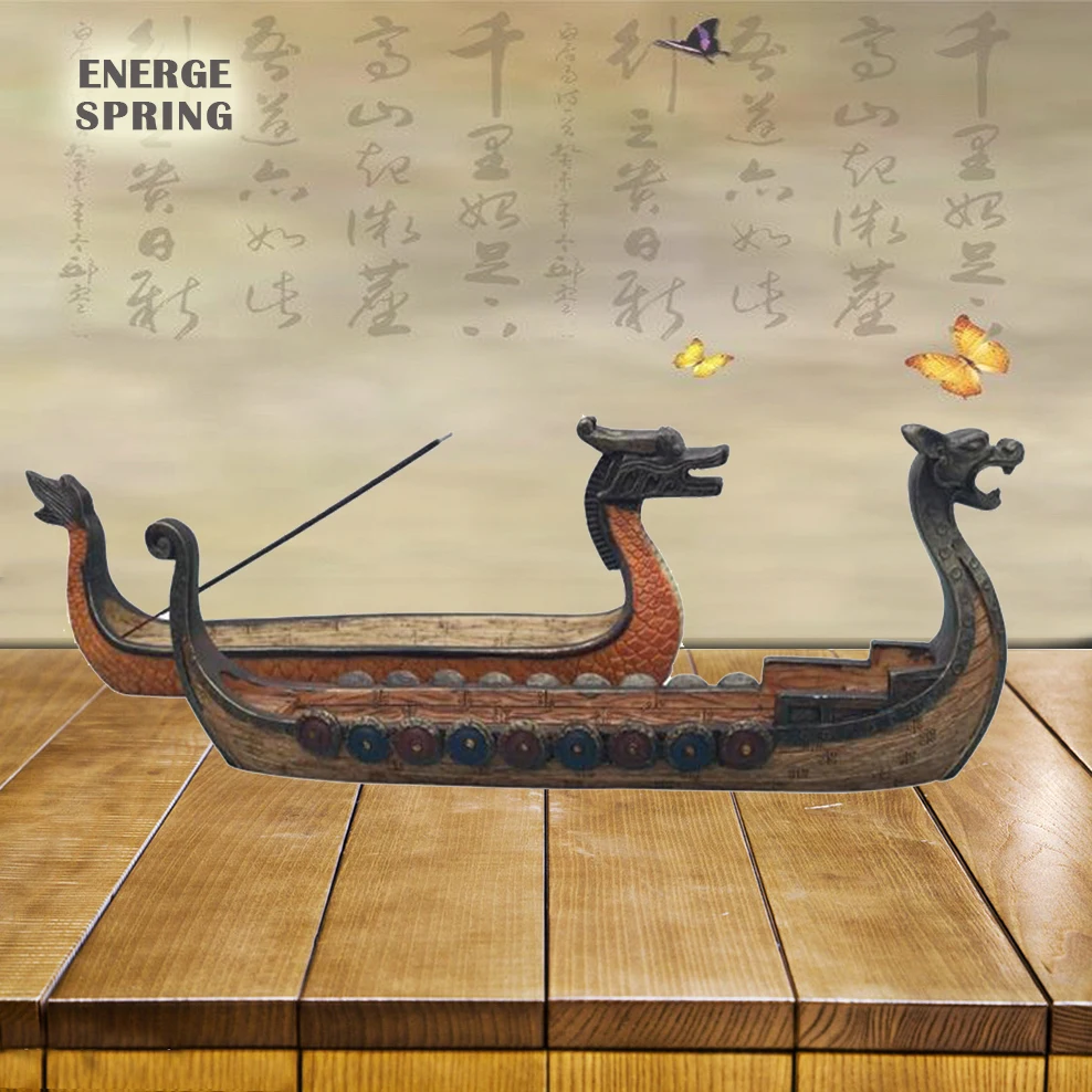 Подставка для благовоний в традиционном китайском стиле с лодкой-драконом, подставка для благовоний, полимерная курильница для домашнего д...