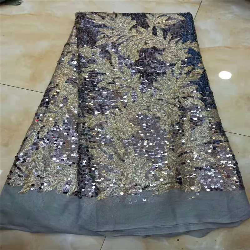 Новая нигерийская французская кружевная ткань 2019 серые блестки африканский тюль