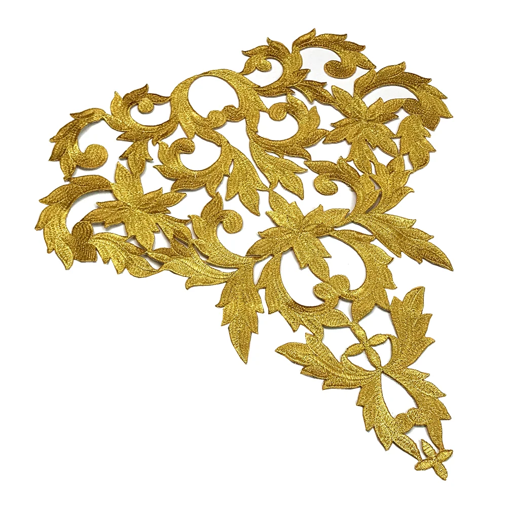 2pc Iron On Gold Baroque Applique Embroidery Patch Embroidered Patches For Clothing Clothes Sticker Parches Bordados Ropa AC1552 - купить по