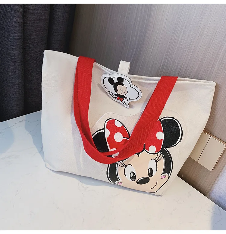 Disney новая большая сумка женская сумка милый мультяшный Микки Большая вместительная сумка для девочек Сумка тканевая через плечо сумки кошелек шоппинг