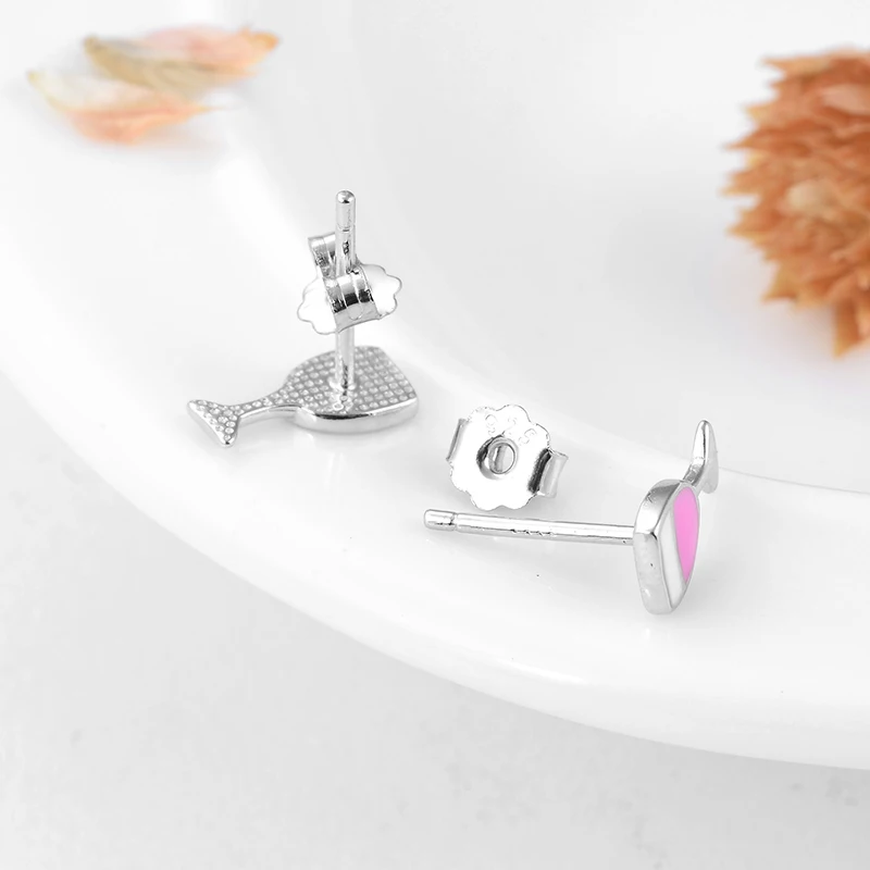 Женские серьги-гвоздики из серебра 100% пробы с эмалью | Украшения и аксессуары