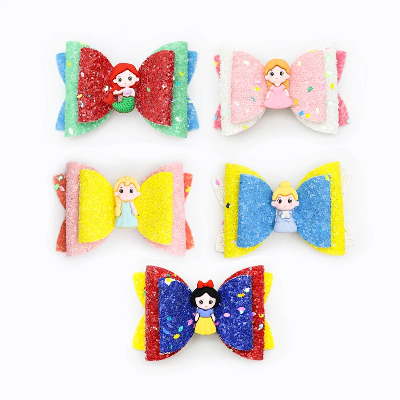 

2PCS Girl Princess Resin Color Matching Bow Hairpin Headdress Hair Accessoires Girls Kids Side Hair Clip Cute Headwear Barrettes