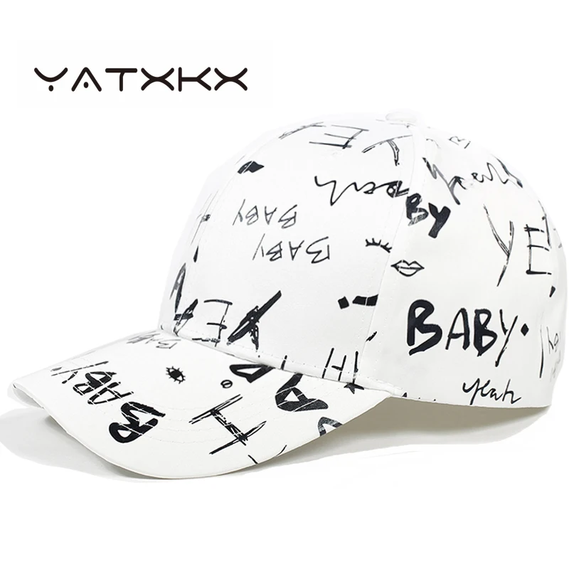 Бейсболки [YaTxKx] для женщин шапки мужчин бейсболка в стиле хип хоп с принтом