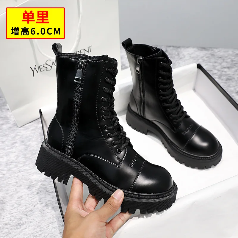 

boots women's autumn and winter 2020 new leather net red Korean fashion middle and low tube short boots