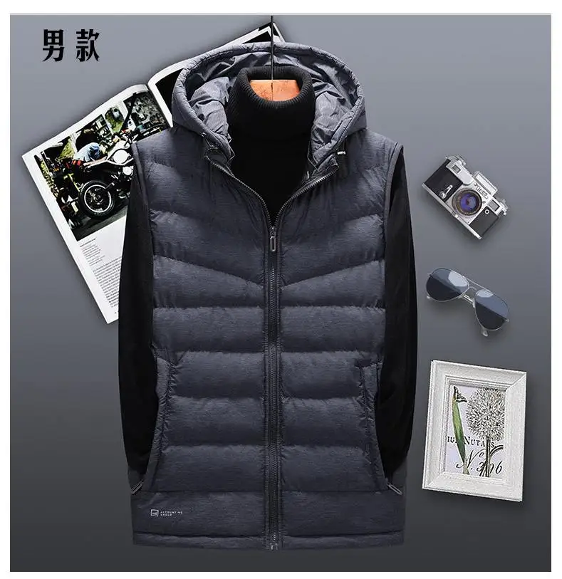 Большие размеры L-6XL зимний жилет с капюшоном для женщин и мужчин модные парные