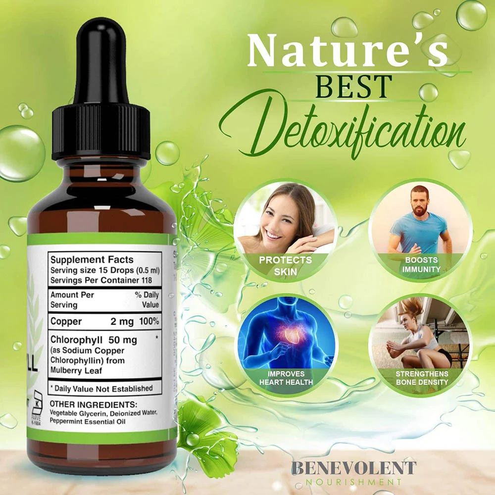 

Chlorophyll Liquid Drops Chlorophyll Liquid Extract Dietary Supplement For Digestive Immune Copper for High Stability