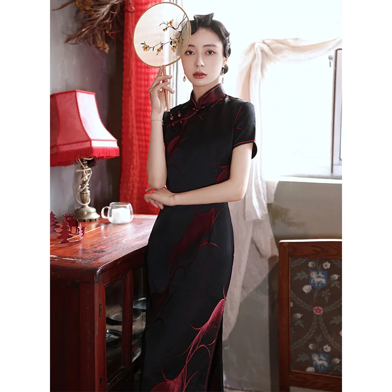 

Cheongsam Republican Style Young Long 2021 Retro Temperament Chinese Style Dress Chinese Dress Qipao Wedding