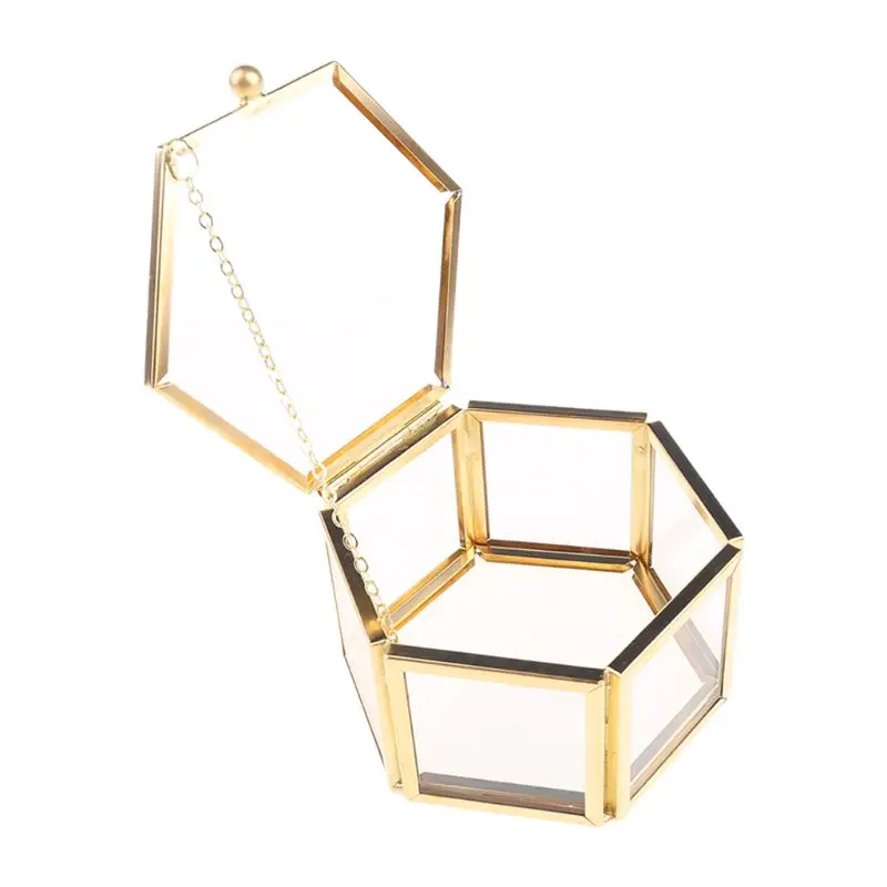 

Geometrical Clear Glass Jewelry Box Storage Box Jewelry Organize Holder Tabletop Succulent Plants Container Home Jewelry Storage