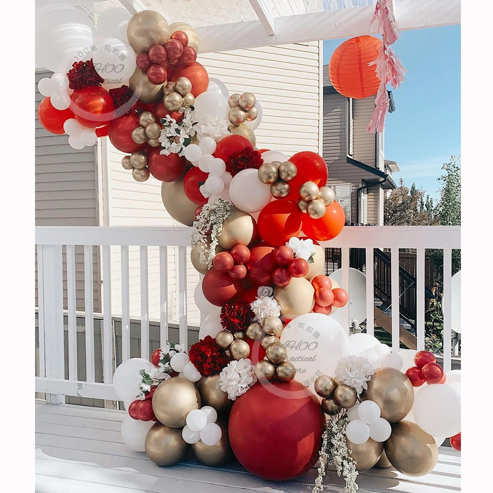 135 шт. рубиновые красные глянцевые жемчужные латексные воздушные шары зеркальные