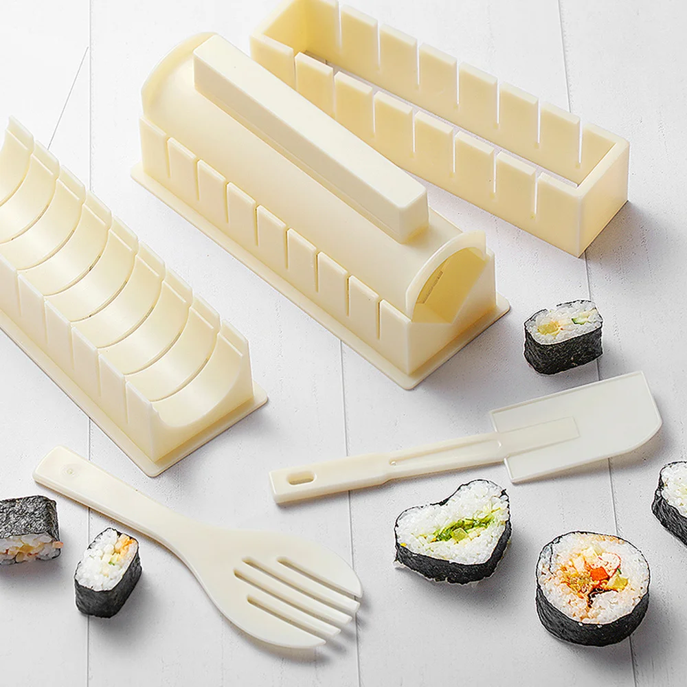 

1 Set 11Pcs Sushi Making Tools Kitchen Rice Roll Moulds Stylish Sushi Molds