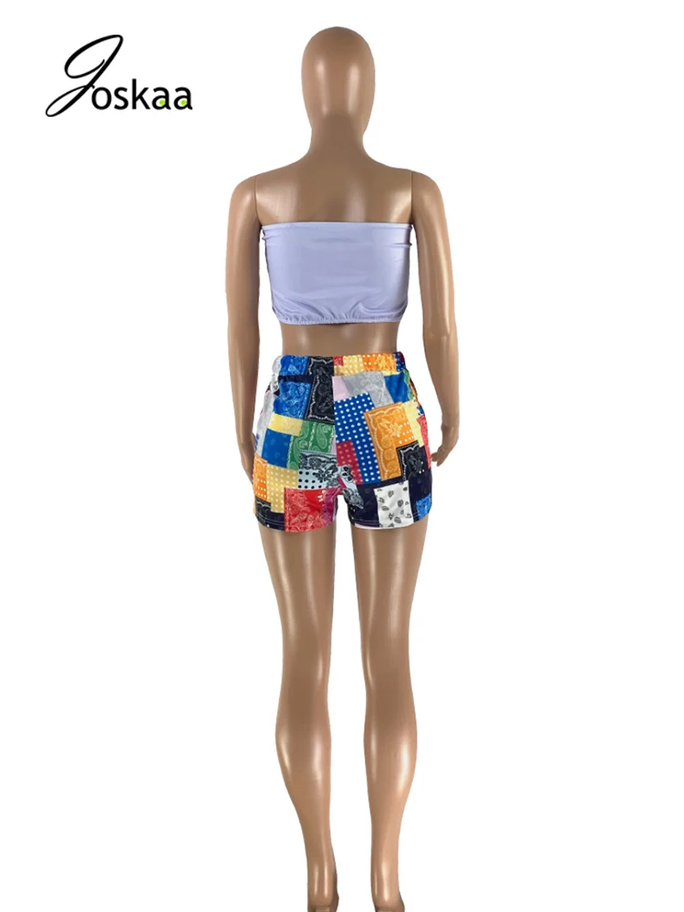 

Joskaa Letter Printed 2 Pieces Set Crop Top And Shorts Y2K Active Sportwear Joggers Outwear Casual Women Summer Sets 2021 Spring