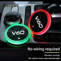 luminous car water cup coaster holder 7 colorful led atmosphere light usb charging for volvo v60 v 60 auto accessories