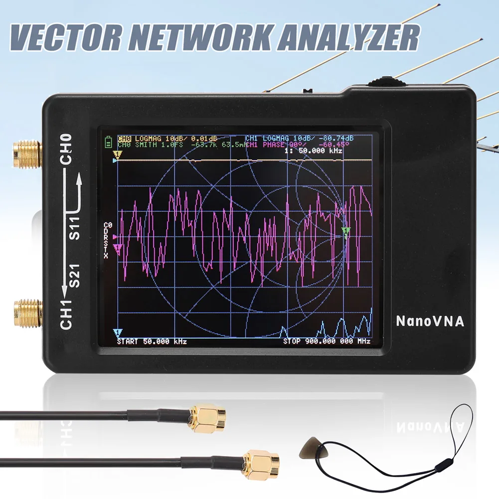 

LCD Display NanoVNA Vector Networks Analyzer Antenna Analyzer MF HF VHF 50kHz-900 MHz MYDING
