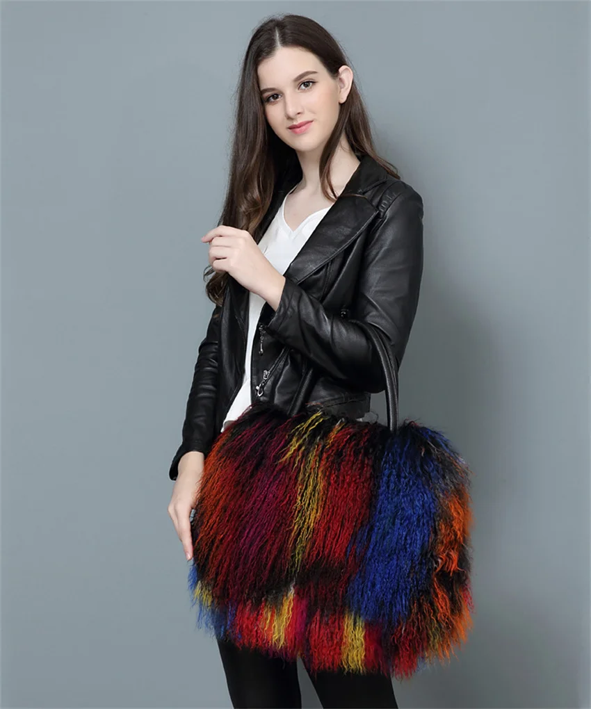 2023 Real Wool Bag Australian Beach Wool Fur Shoulder Bag Wool Ladies Handbag Large Capacity Fashion Luxury Handbags Handbags