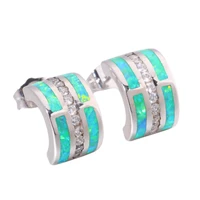 cinily created green fire opal cubic zirconia silver plated wholesale for women jewelry engagement earrings 12mm oh4423