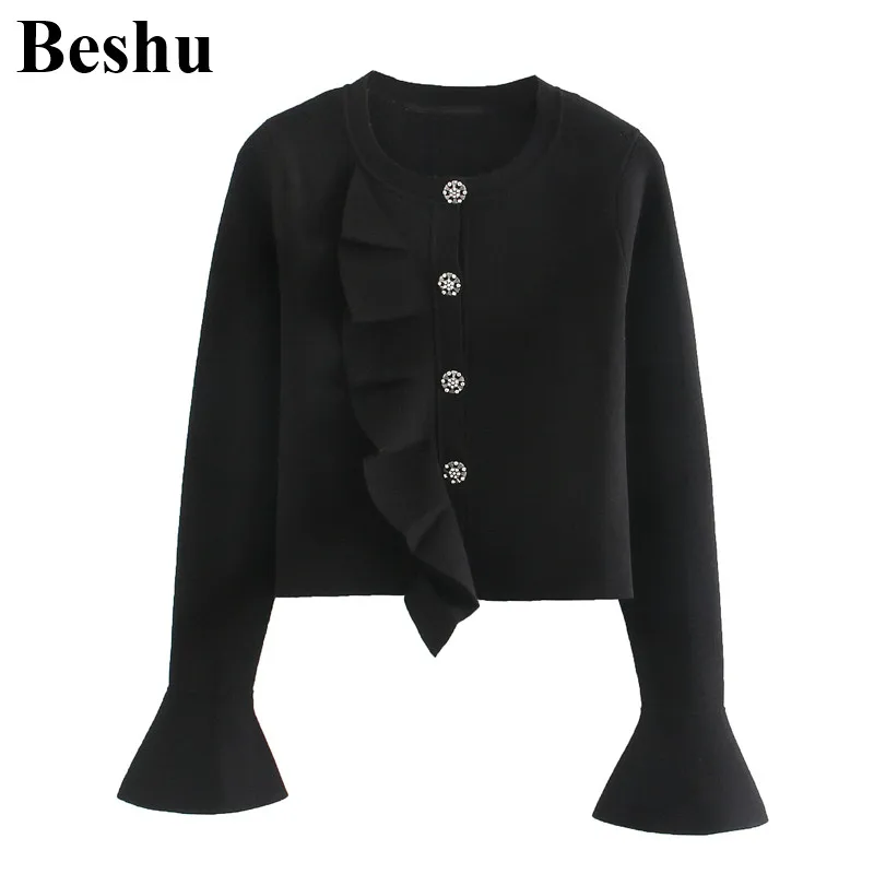 Za 2020 модные блузки женские черные трикотажные однобортные Многослойные с