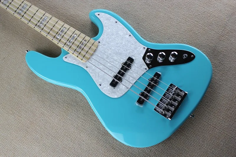 Бесплатная доставка Фабрика на заказ Новый светло-голубой Джаз 5 струнная