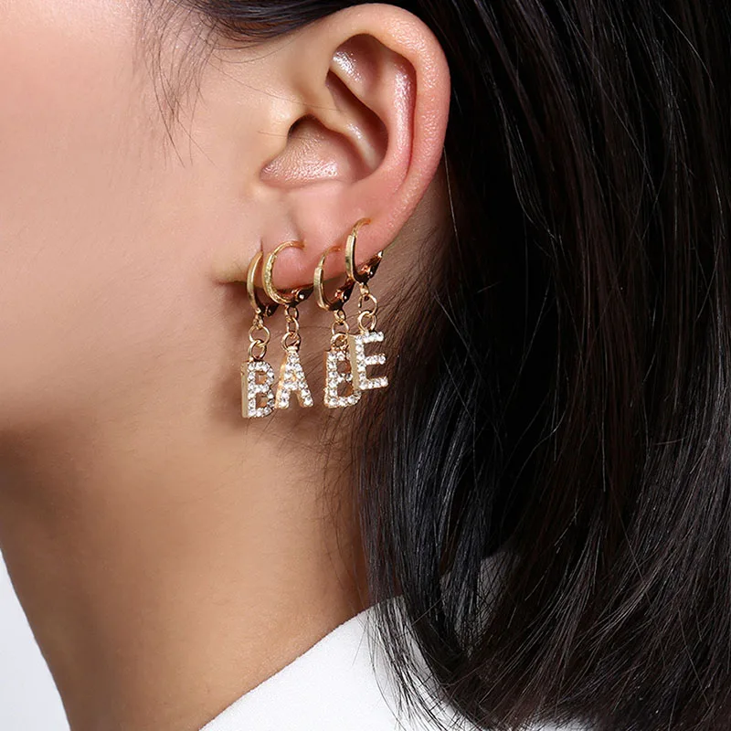 Новые модные висячие серьги со стразами буквами звездами бабочками Женские