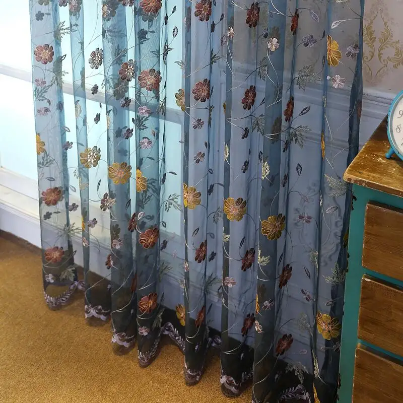 Роскошные прозрачные Занавески в деревенском стиле с листьями для гостиной