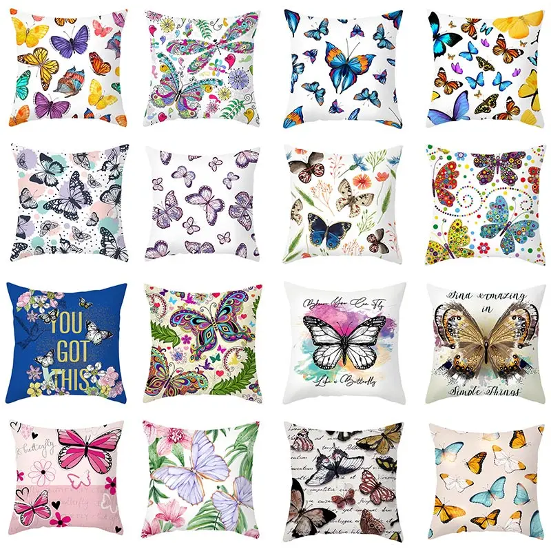 

Butterfly Decorative Cushion Cover Cartoon Throw Pillow Covers for Sofa Peach Skin Pillowcase Funda Cojin Home Decor 45*45cm/pc