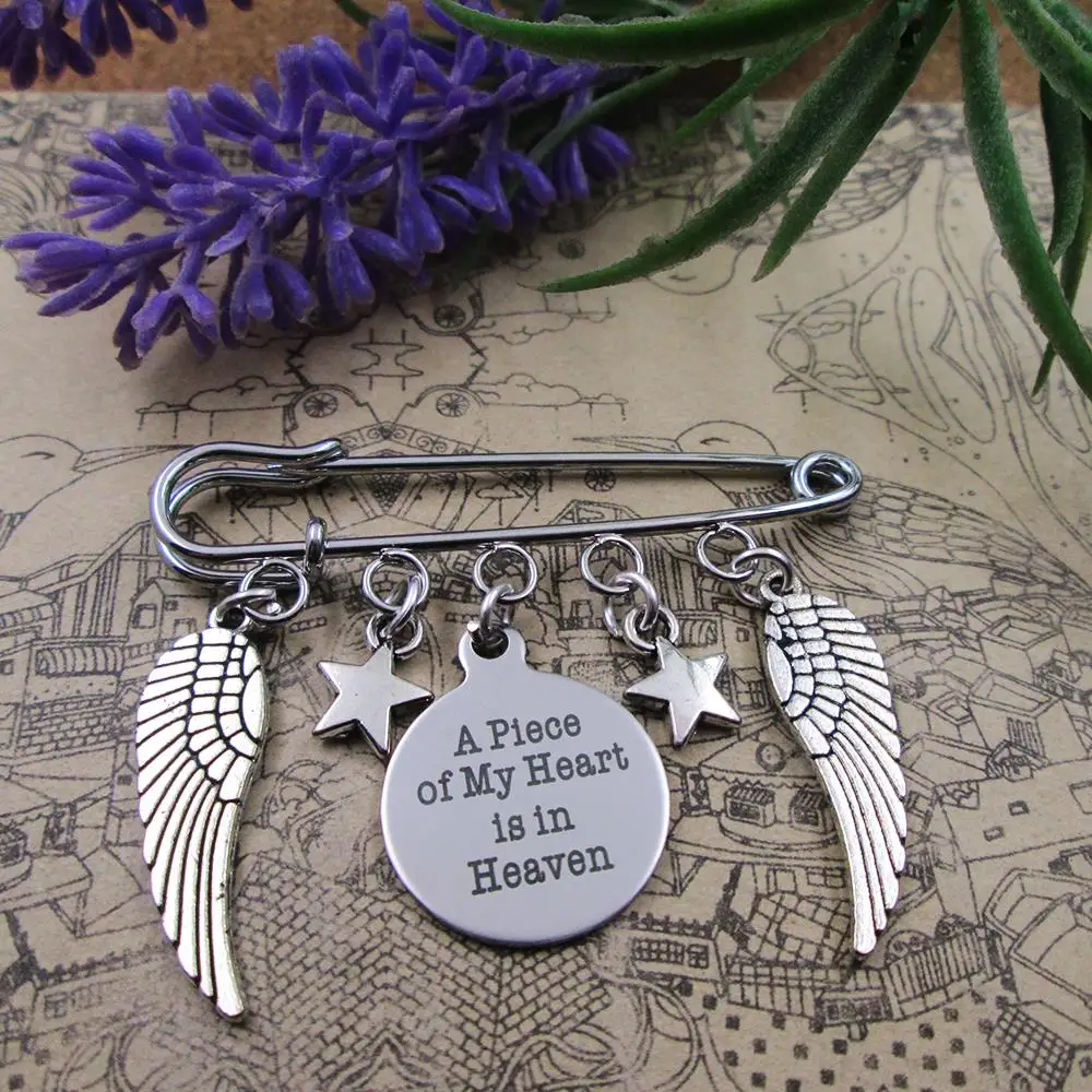 a piece of my heart is in heaven with angel wings and star charm brooch silver plated gift birthday | Украшения и аксессуары