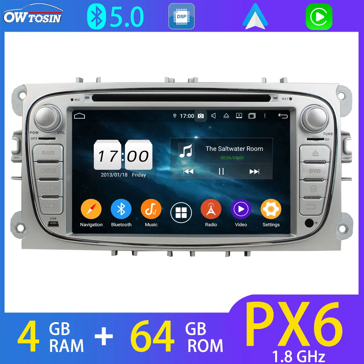 Android 10 Bluetooth 5 0 PX6 4G + 64G SIM для Ford Mondeo S-Max C-Max Galaxy Focus GPS радио CarPlay DSP Parrot BT авто стерео |
