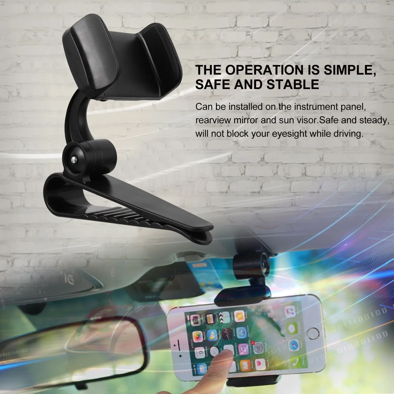 

CR Universal Mobile Phone Clip Mount Stand Bracket 1PC Car Mobile Phone Bracket Multifunctional Sun Visor GPS Stand Phone Holder