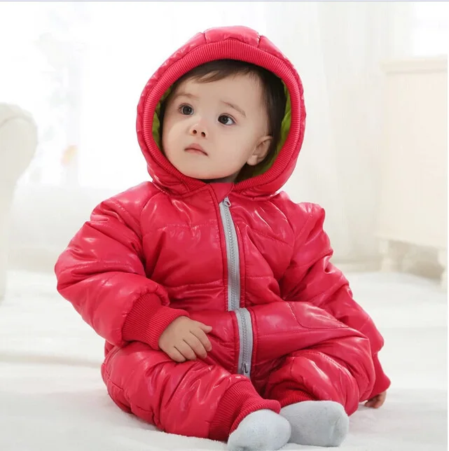 

Down jacket Snowsuit Baby Snow wear Cotton Padded One Piece Warm Outerwear Children Overalls Romper Kids Winter Jumpsuit Parkas