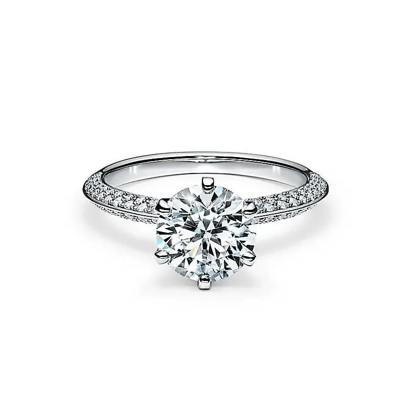 

Tiffon Women Zircon series Ring Six claws mosaic fashion classical accessories S925 Sterling silver Jewelry Valentine's gift