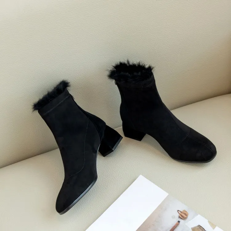 Gran tamaño 9 10 11 12 13 boots women shoes ankle for ladies woman winter Solid color rear zipper | Обувь
