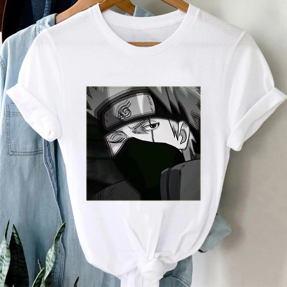 Женская одежда с аниме Наруто футболки Hatake Kakashi Uchiha Sasuke коротким рукавом футболка