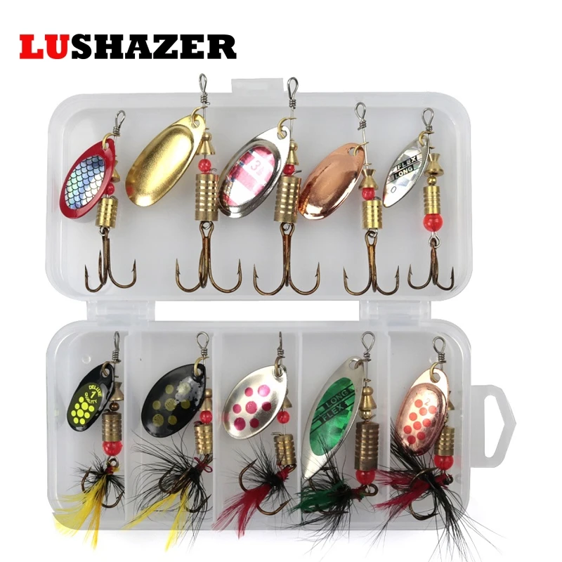 

10pcs/lot LUSHAZER fishing spoon baits spinner lure 3g-7g fishing wobbler metal lures spinnerbait isca artificial free with box