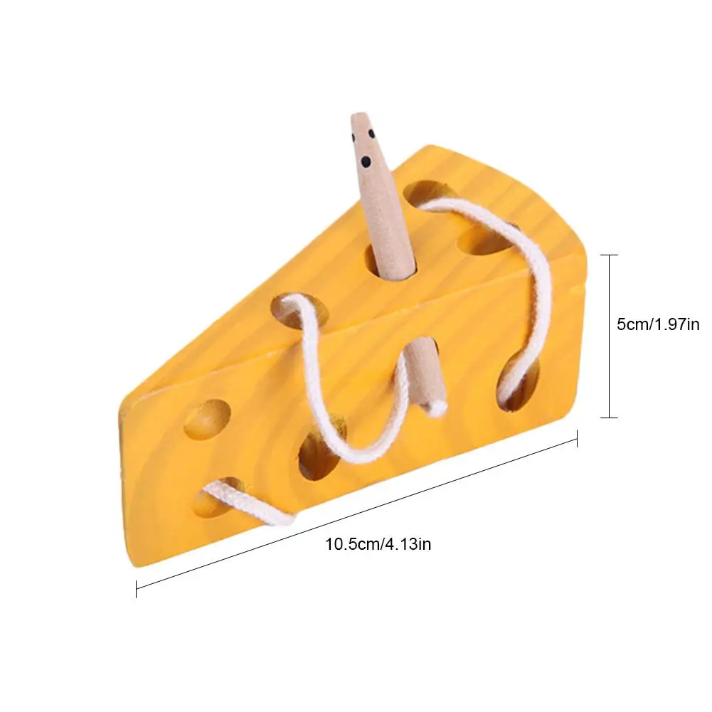 

Early Childhood Education Toys Threading Cheese Mouse Wearing Cheese Wooden Baby Puzzle Threading Toy Threading Game