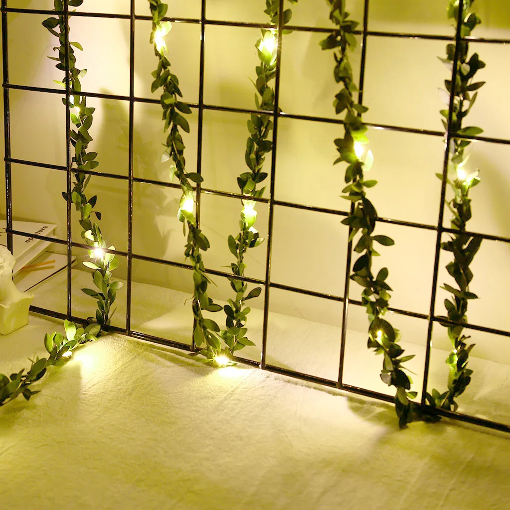 

Fairy Lights Green Leaf Rattan LED Garland Light String Home Bedroom Wedding Outdoor Courtyard Fence Decorative Light String
