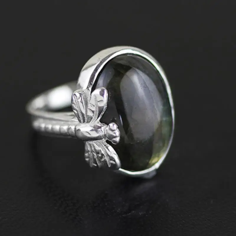 INATURE 925 пробы серебряная изящная стрекоза дизайн натуральный лабрадорит