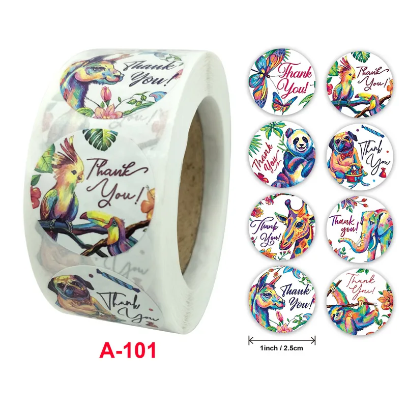 

100 Pcs Kawaii Reward Stickers Thank You Round Kids For School Students Teachers Cute Animals Stationery Sticker Labels