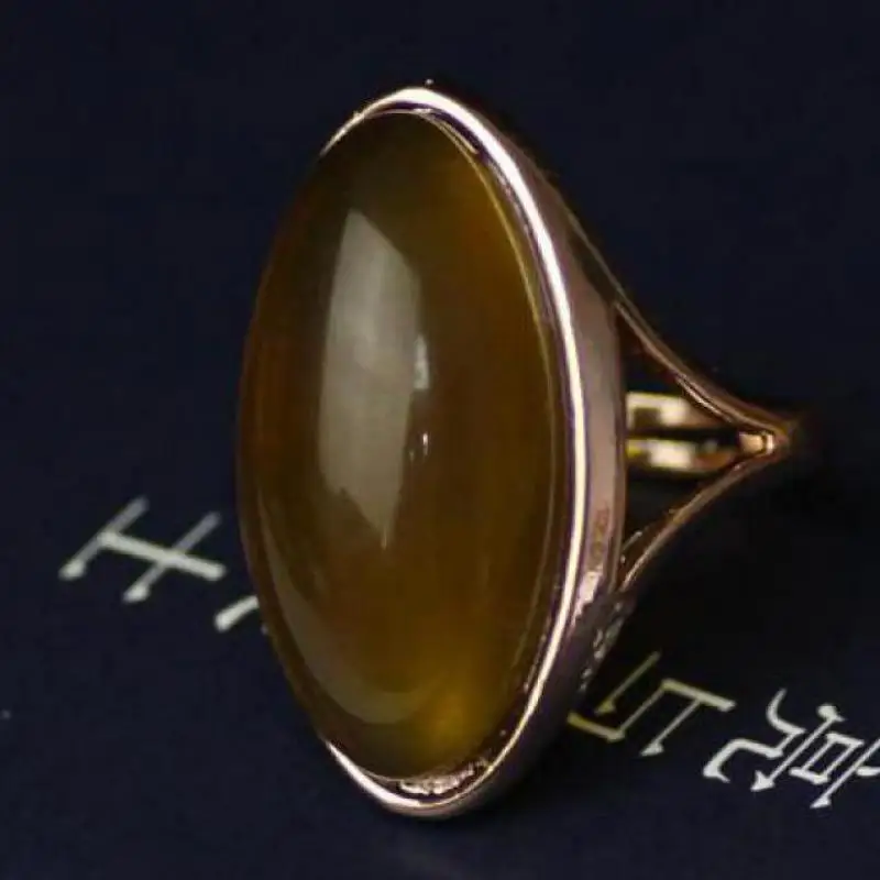 

Golden Amber Rings Adjustable Women Gemstone Bands Healing Jewelry Fashion Accessories Honey Wax Ring For Girlfriend Mom Gifts