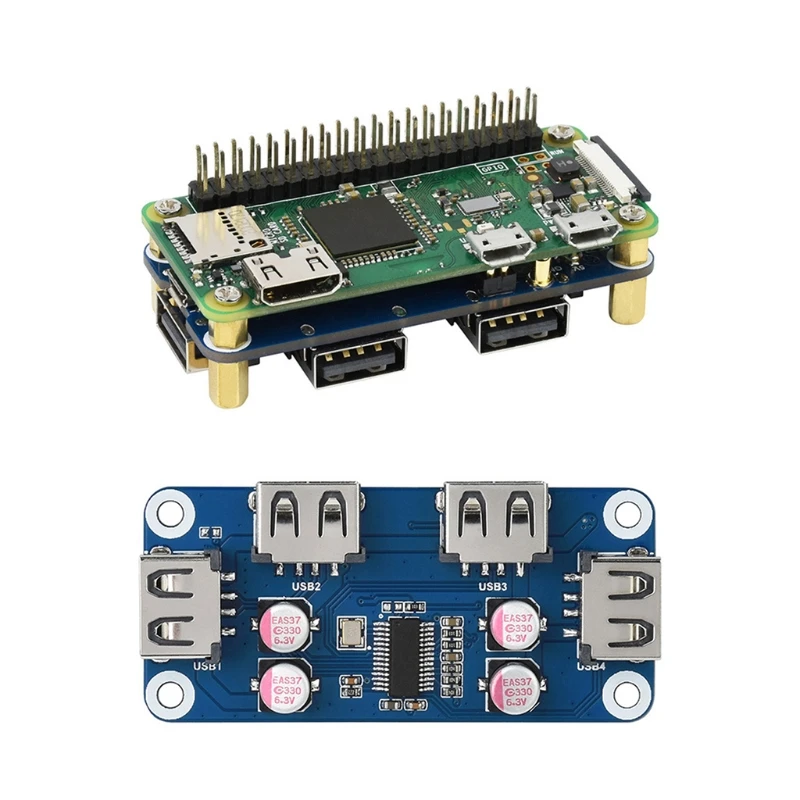 

USB HUB HAT Expansion Board for Raspberry Pi 4 B/3 B+/3 B/2 B/Zero/Zero W/Zero WH,4 USB Ports Compatible with USB2.0/1.1 QXNF