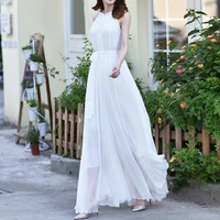 80 hot sales evening party solid color ruffled collar women sleeveless maxi dress with belt