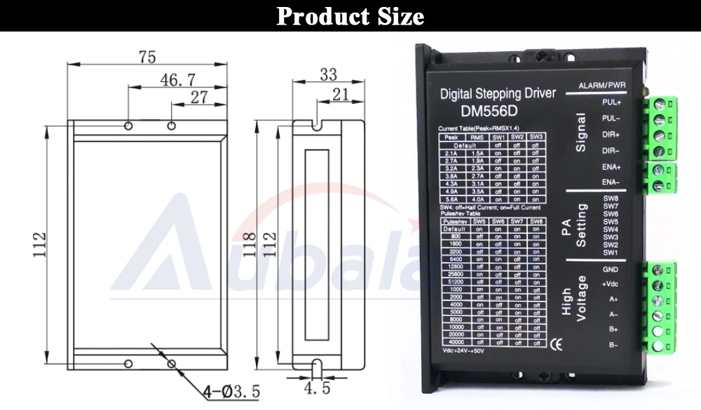 2 фазы Цифровой Драйвер шагового двигателя Leadshine DM556D VAC18-80V шаговый двигатель для гравировальный станок с ЧПУ машина для резки