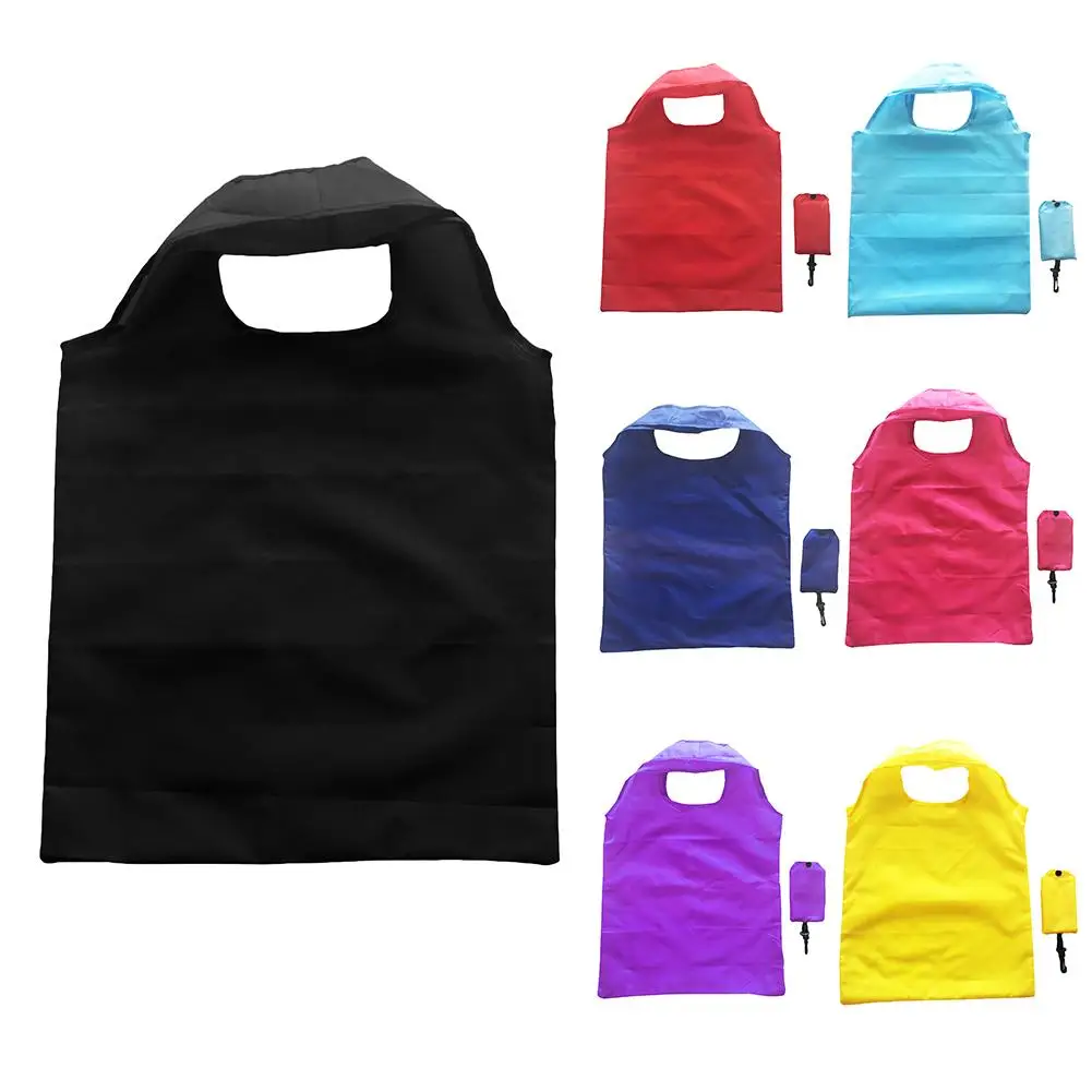 Reusable Tote bag Portable Folding Eco Friendly Nylon Grocery Shopping Bag Foldable Handbag Shopper Tote Pouch Organizer Simple