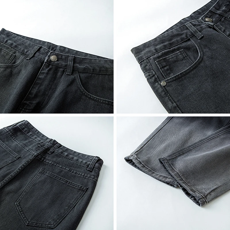 Мужские черные джинсы с потертостями мужские брюки корейская модная одежда