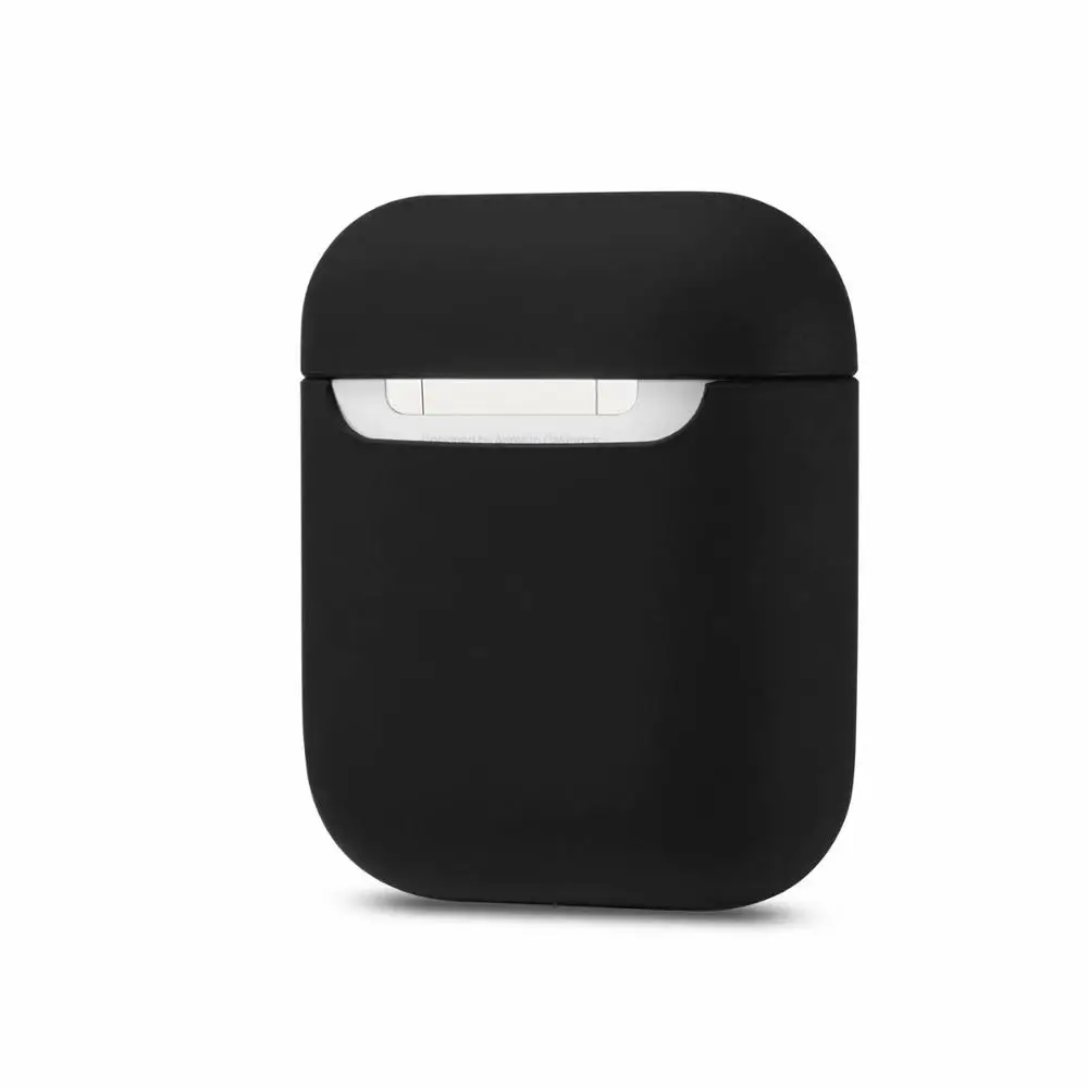 black Чехол для AirPods, силиконовый, Bluetooth, беспроводной чехол для наушников, для Apple Airpods 2, защитный чехол, аксессуары для кожи, зарядная коробка, 1 шт - Цвет: black