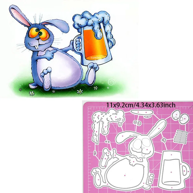 Забавный кролик питьевое пиво Вырубные штампы счастливый Пасхальный