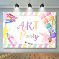 art party birthday backdrop girls art theme party decoration colorful messy paint birthday party banner